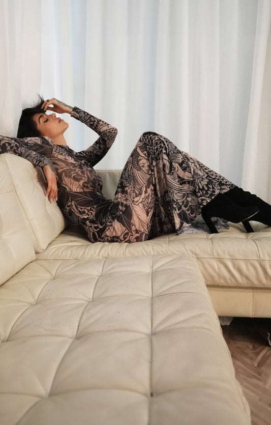 Japanese bodycon sheer mesh dress, revealing see through dress - rage quit