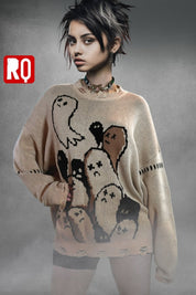 8 bit Ghosts distressed sweater - rage quit