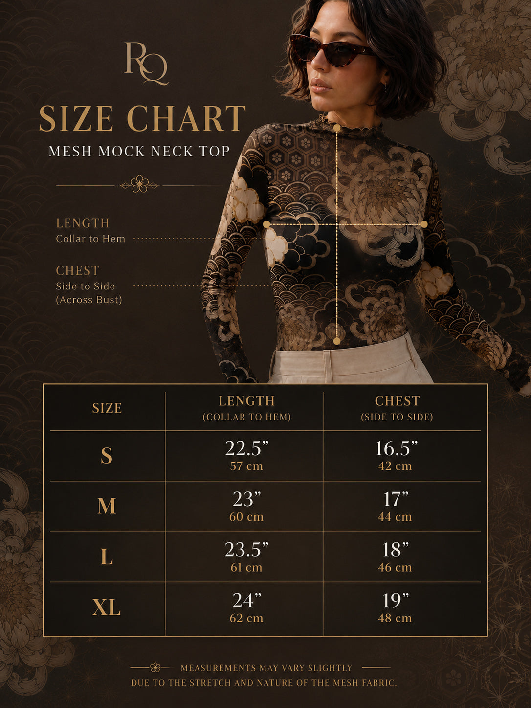 Midnight Chrysanthemum Mesh Top