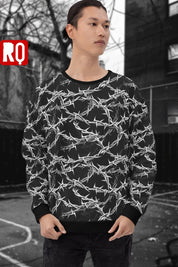 Barbed wire Unisex Sweatshirt, punk outfit, dark clothing - rage quit