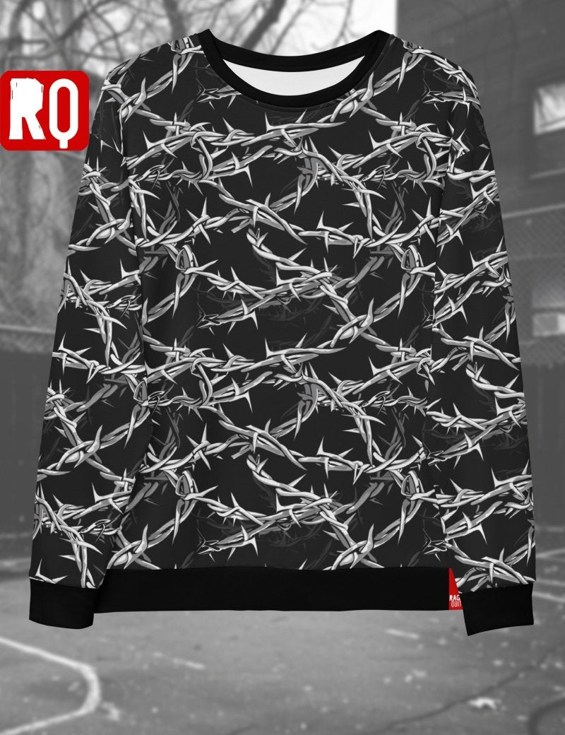 Barbed wire Unisex Sweatshirt, punk outfit, dark clothing - rage quit