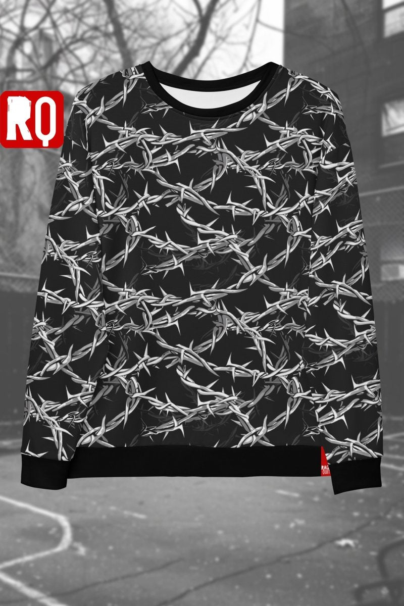 Barbed wire Unisex Sweatshirt, punk outfit, dark clothing - rage quit