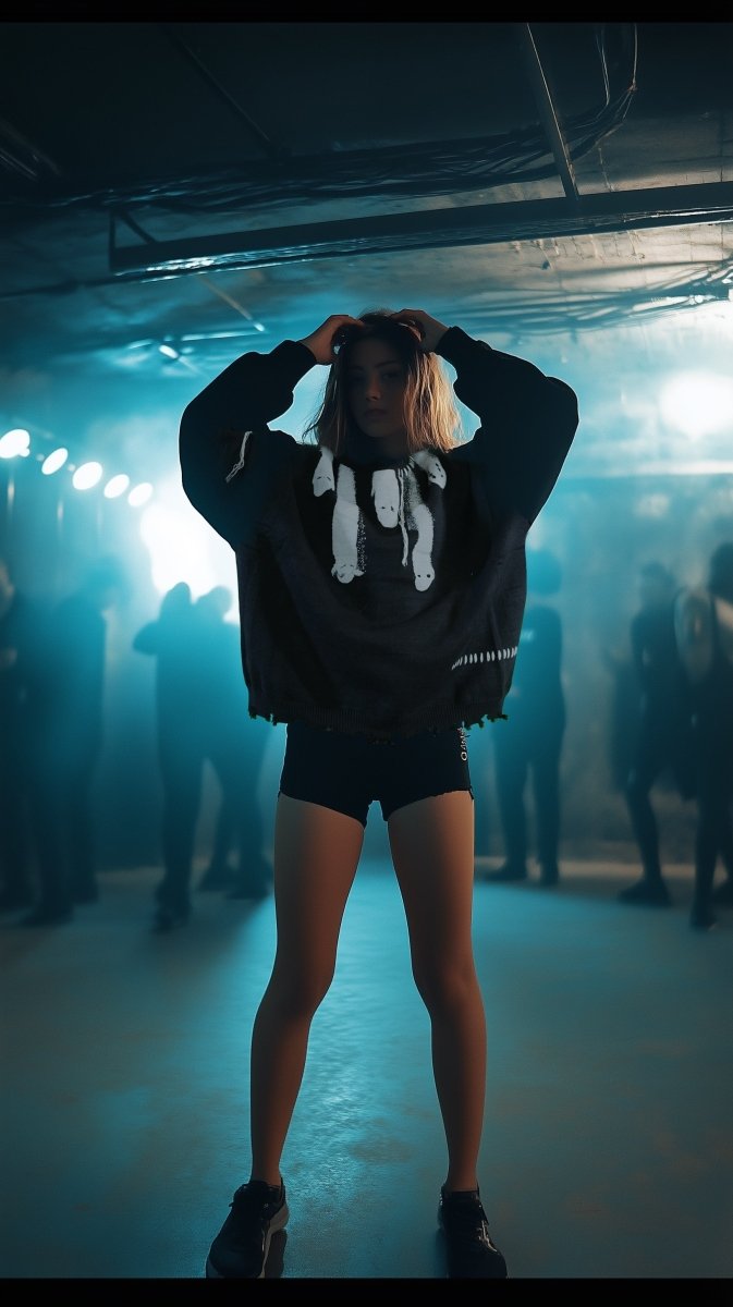 Black Ghosts distressed sweater, high quality cotton sweater, Y2K grunge street style - rage quit