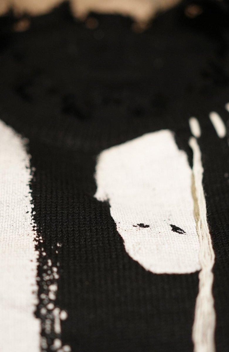 Black Ghosts distressed sweater, high quality cotton sweater, Y2K grunge street style - rage quit