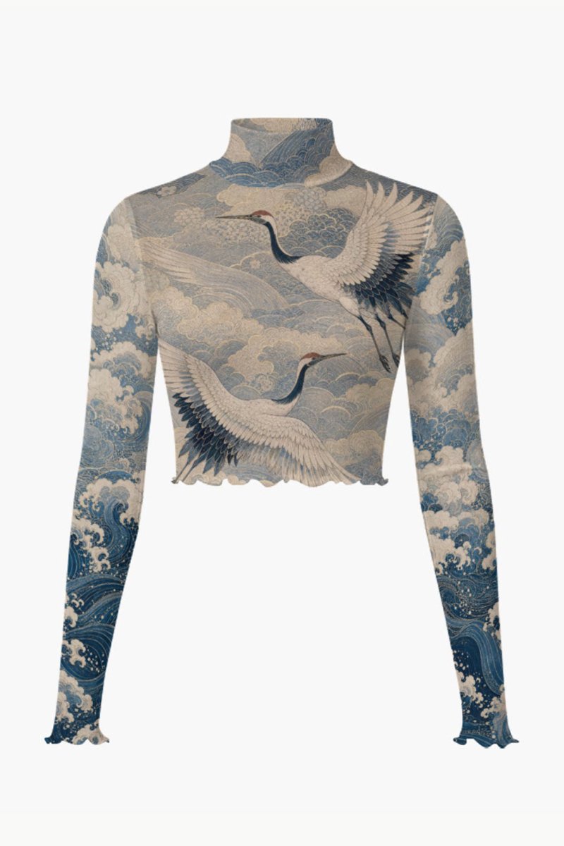 Blue Ocean Mesh Skirt Set, sheer Japanese Wave Two Piece - rage quit
