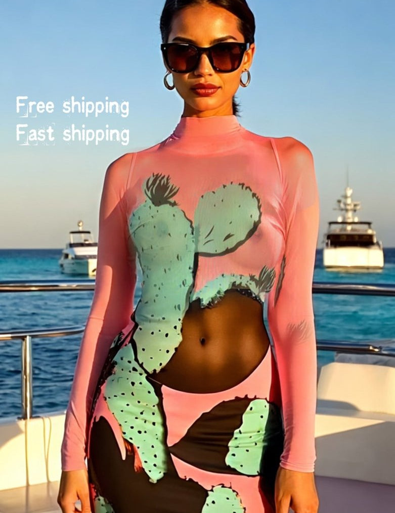Cactus sheer cover up mesh dress - rage quit