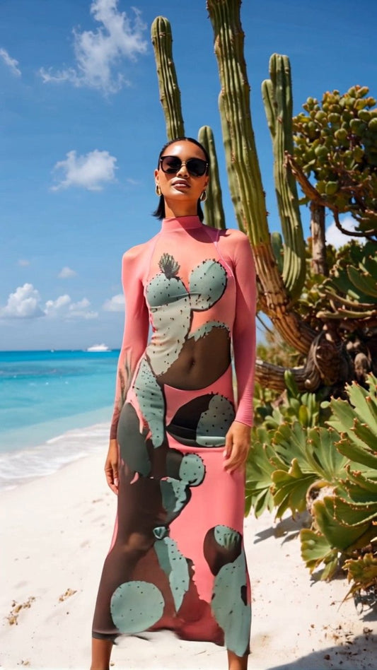 Cactus sheer cover up mesh dress - rage quit