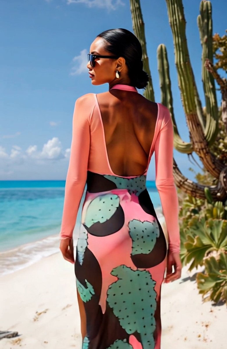 Cactus sheer cover up mesh dress - rage quit