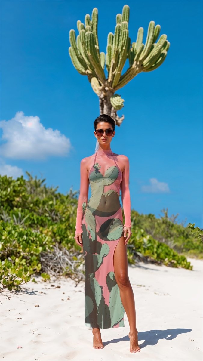 Cactus sheer cover up mesh dress - rage quit