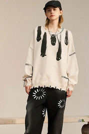 Ghosts distressed knitted sweater - rage quit