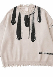 Ghosts distressed knitted sweater - rage quit