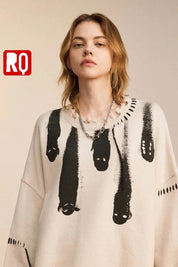 Ghosts distressed knitted sweater - rage quit