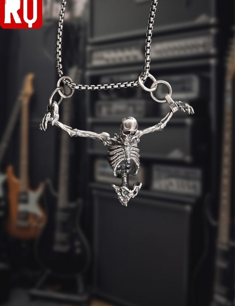 Hang skeleton necklace - rage quit