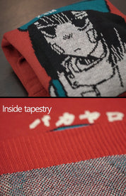 Harajuku red knitted sweater - rage quit