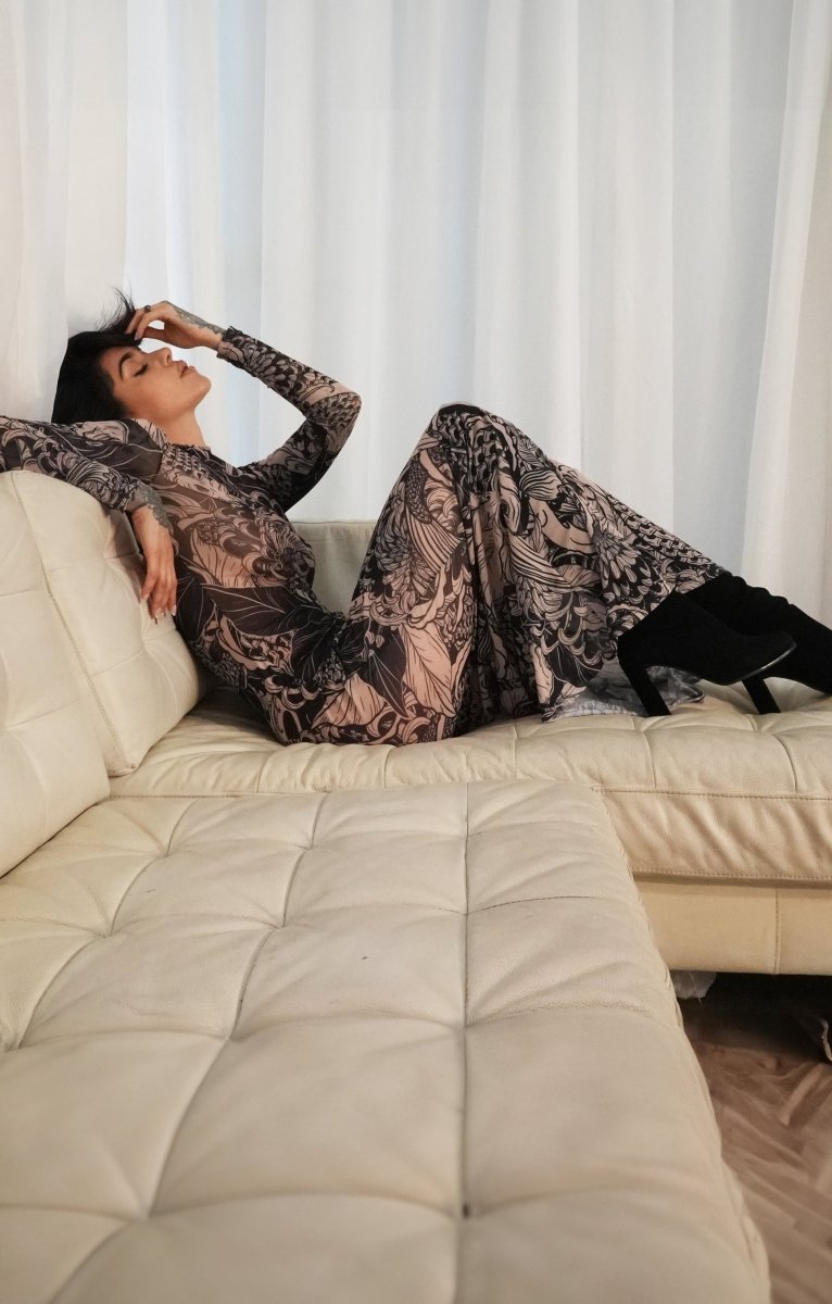 Japanese bodycon sheer mesh dress, revealing see through dress - rage quit