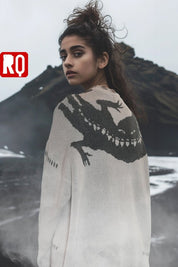 Nordic Dragon symbol distressed sweater - rage quit