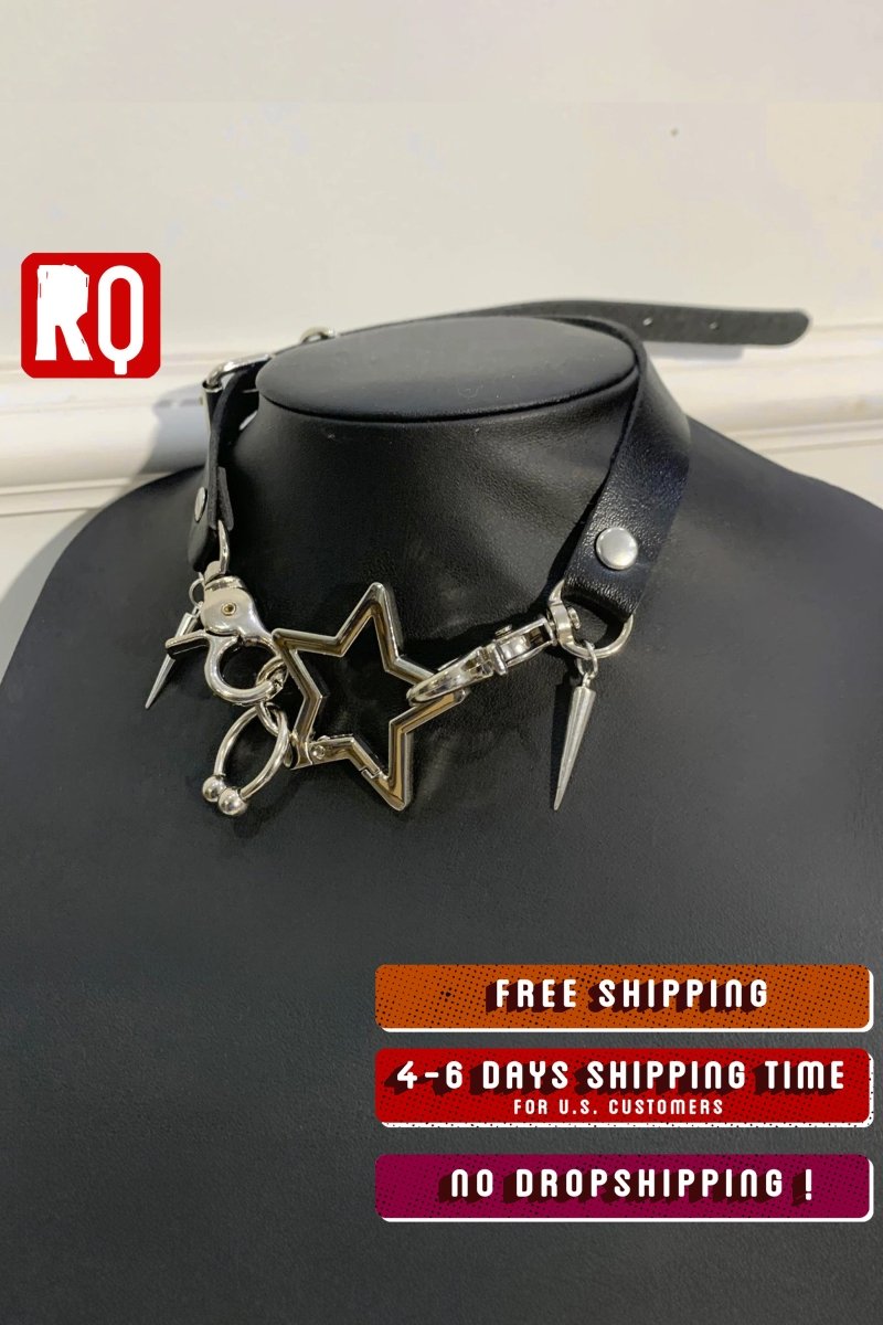 Punk Hollow Star leathers choker - rage quit