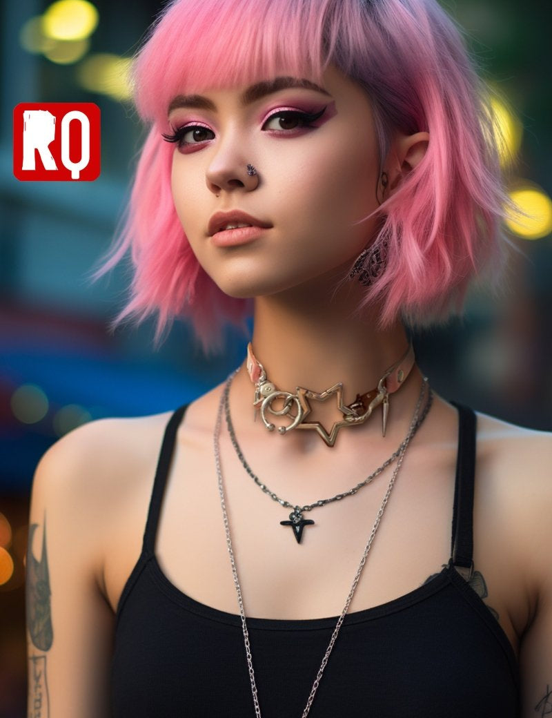 Punk Hollow Star leathers choker - rage quit