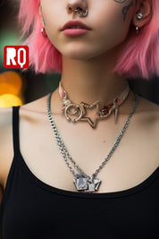 Punk Hollow Star leathers choker - rage quit