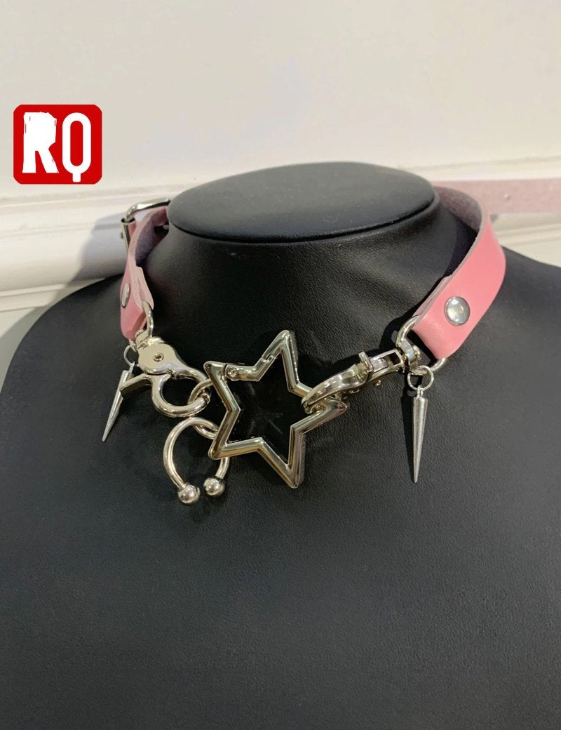 Punk Hollow Star leathers choker - rage quit