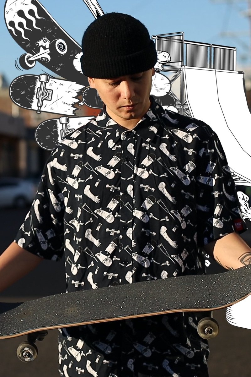 Skate park veteran button up shirt - rage quit