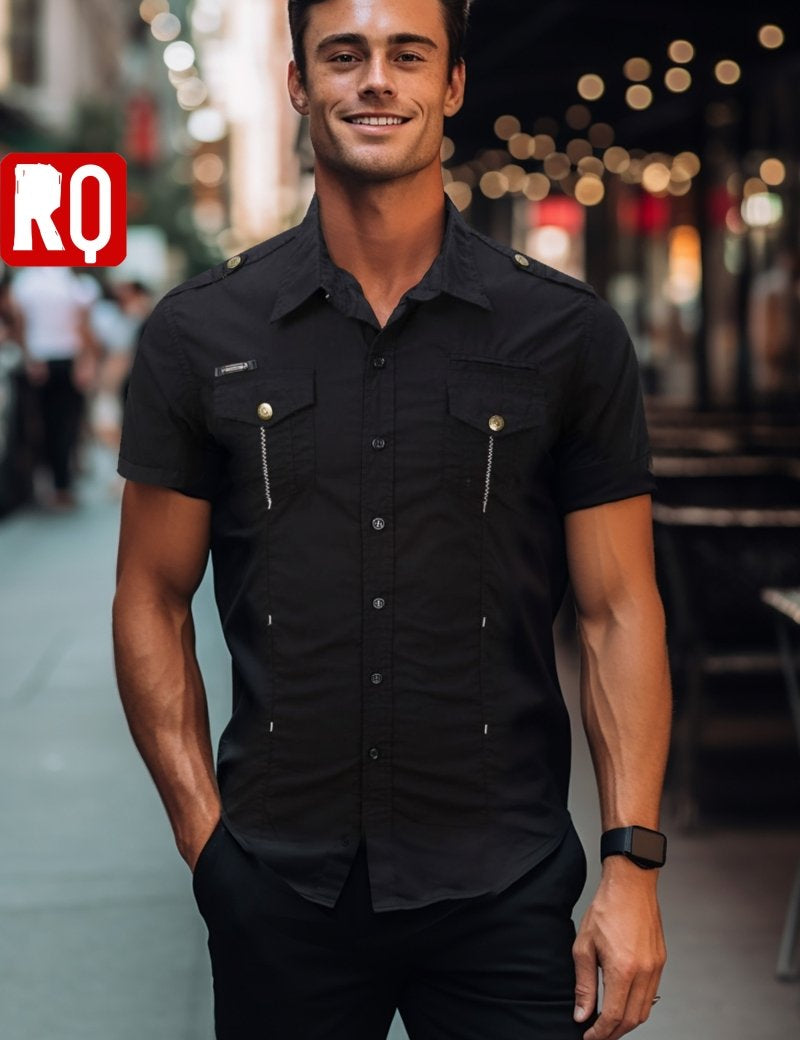 stylish black button up shirt - rage quit