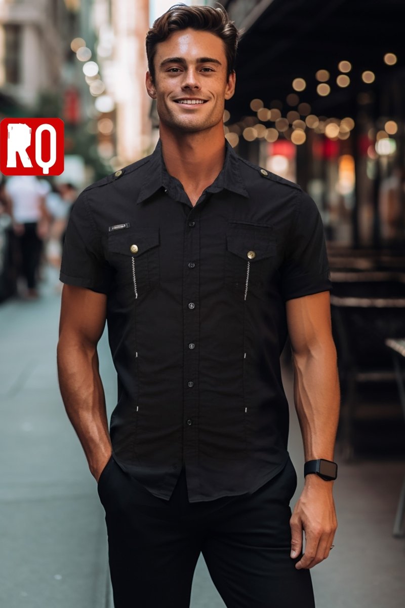 stylish black button up shirt - rage quit