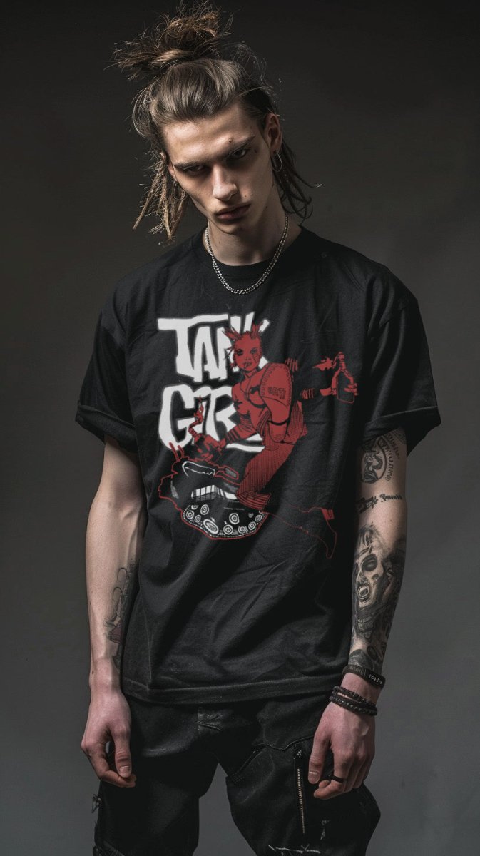 Tank girl shirt, 2 colors print, cotton shirt, retro vintage grunge style - rage quit