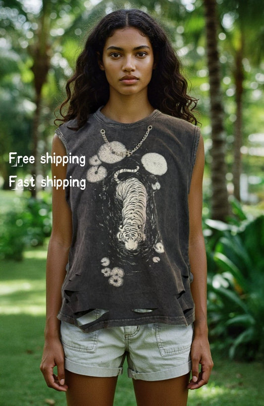 Tigerflow - distressed sleeveless shirt - rage quit