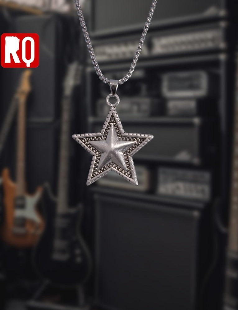 Y2K silver star pendant necklace - rage quit